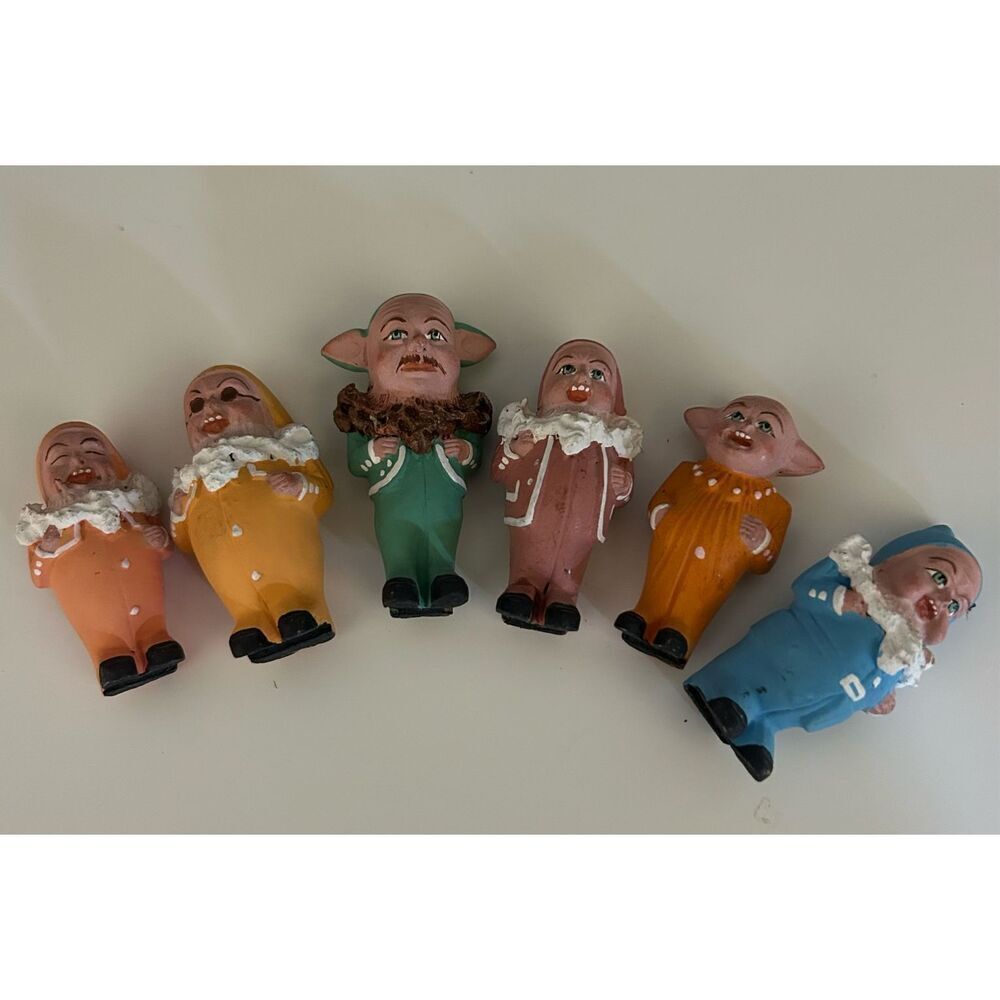 Vintage Set of 6 Disney Clay Dwarfs